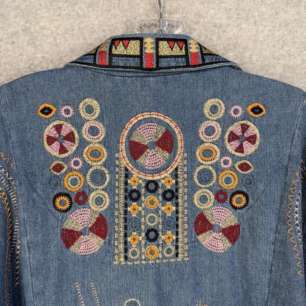Coldwater Creek Womens Jacket XL Denim Southwestern Embroidered - Picture 9 of 13